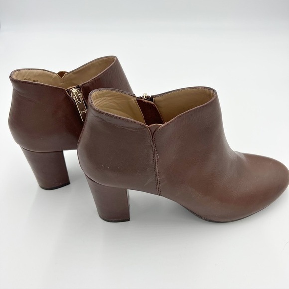 H by Halston "Anna" Brown Leather Western Ankle Booties - Picture 3 of 9